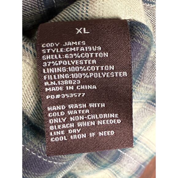 Cody James Dusty 3.0 Oil Coated Zip Up Vest Jacket Brown Plaid Liner Mens XL GUC - Picture 10 of 12